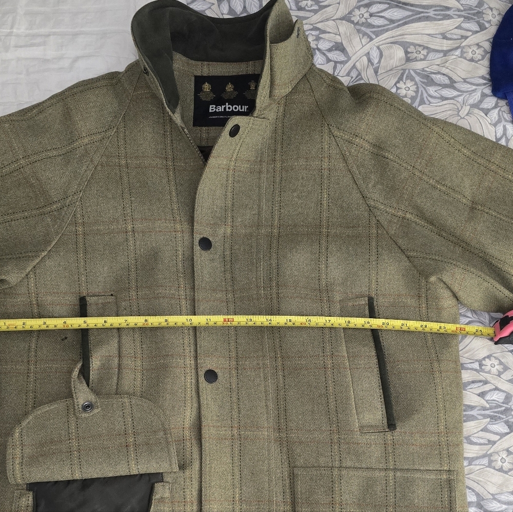 Barbour Green Check Military Coat